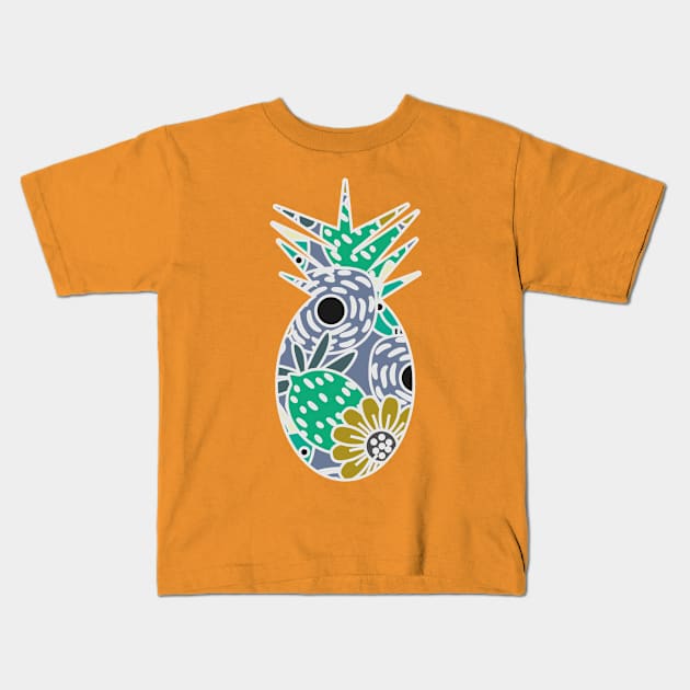 Floral pineapple Kids T-Shirt by CocoDes